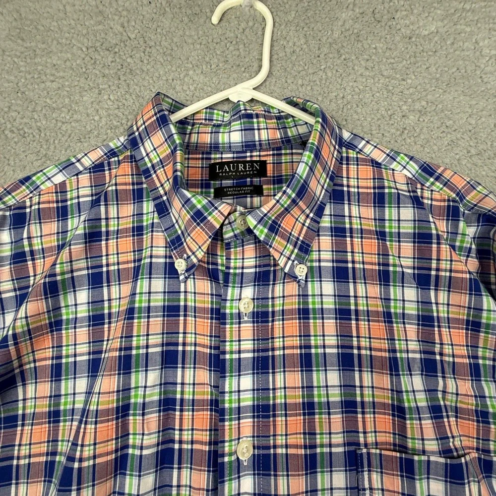 Lauren Ralph Lauren Plaid Stretch Fabric Regular Fit Long Sleeve Button Down 2XL